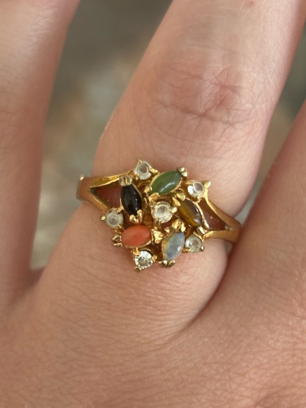 Multi-Stone Gold Tone Ring